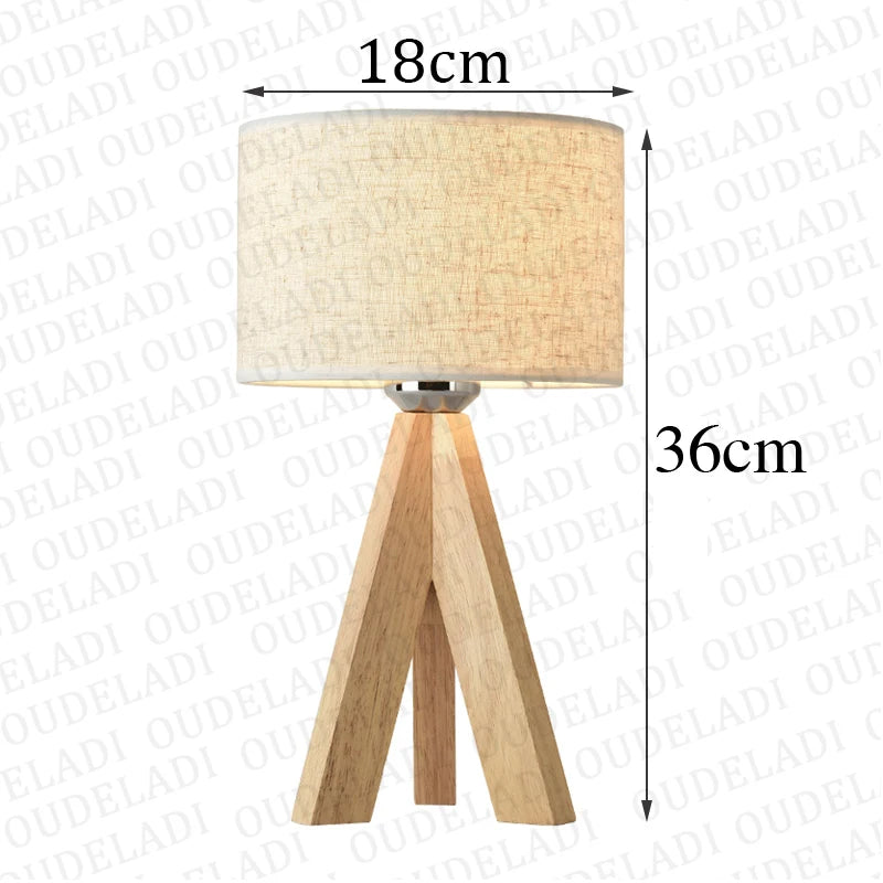 OUDELADI Wooden Table Lamp White Black cloth lampshade Home decor living room Bedside Desk lamp E27 Study Reading Light