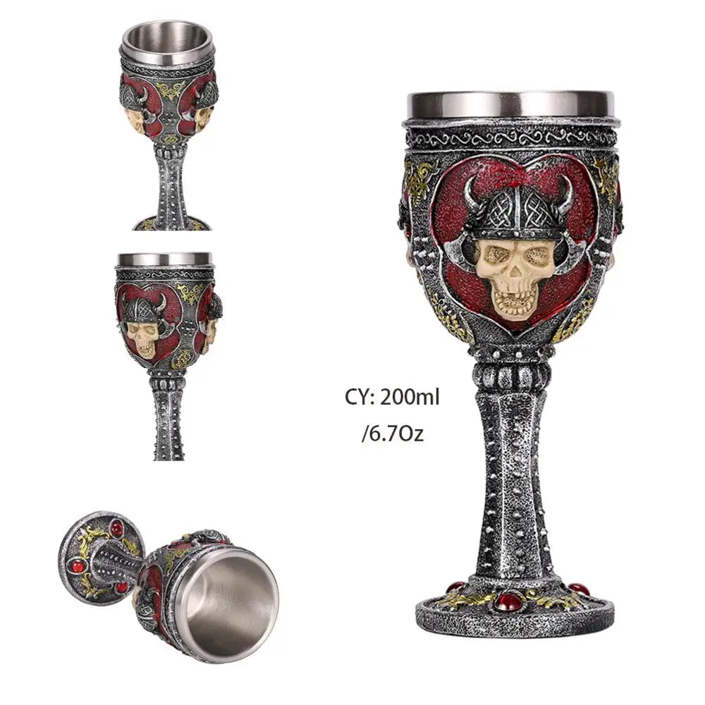 Skull Resin Stainless Steel Goblet 200ml Gothic Wine Glass Horrible Cocktail Glasses Whiskey Cup Pub Bar Drinkware Dropshipping