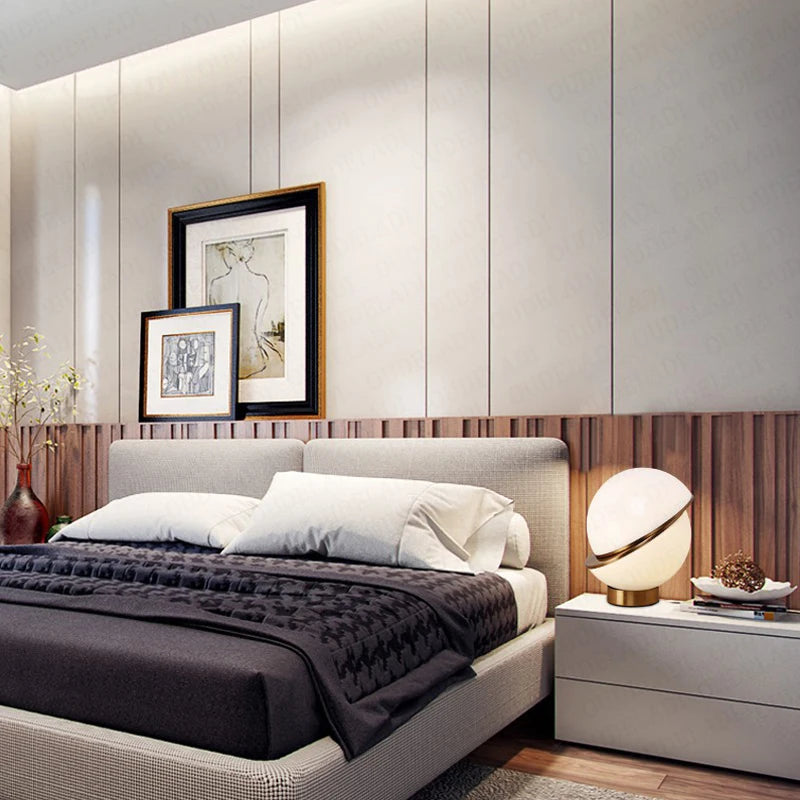 OUDELADI postmodern White creative ball Bedroom Bedside table Lamp Home decor metalmisaligned Round ball LED Lighting fixture