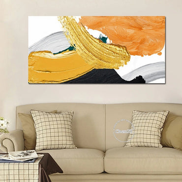 Gold Foil Paintin Handmade Abstract Painting Picture, Oil Painting on Canvas, Handmade Painted, Home Decor Artwork, Frameless