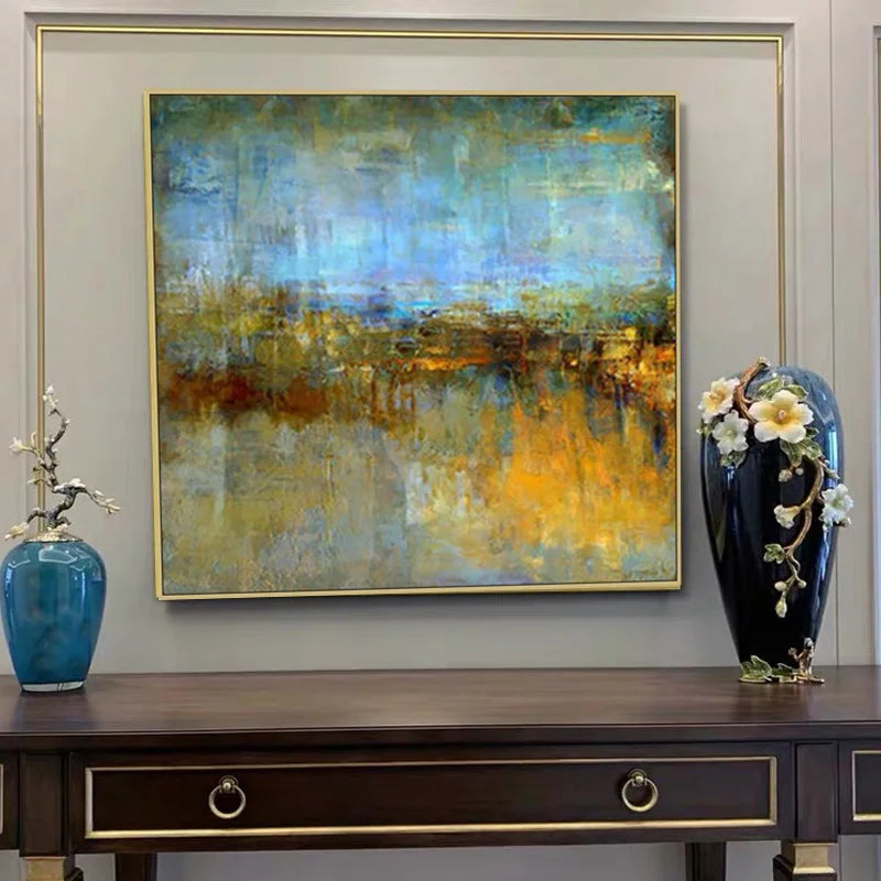 Texture Landscape Wall Art Pic, 100% Hand Painted, Modern Abstract Oil Painting, On Canvas for Living Room, Home Decor, No Frame