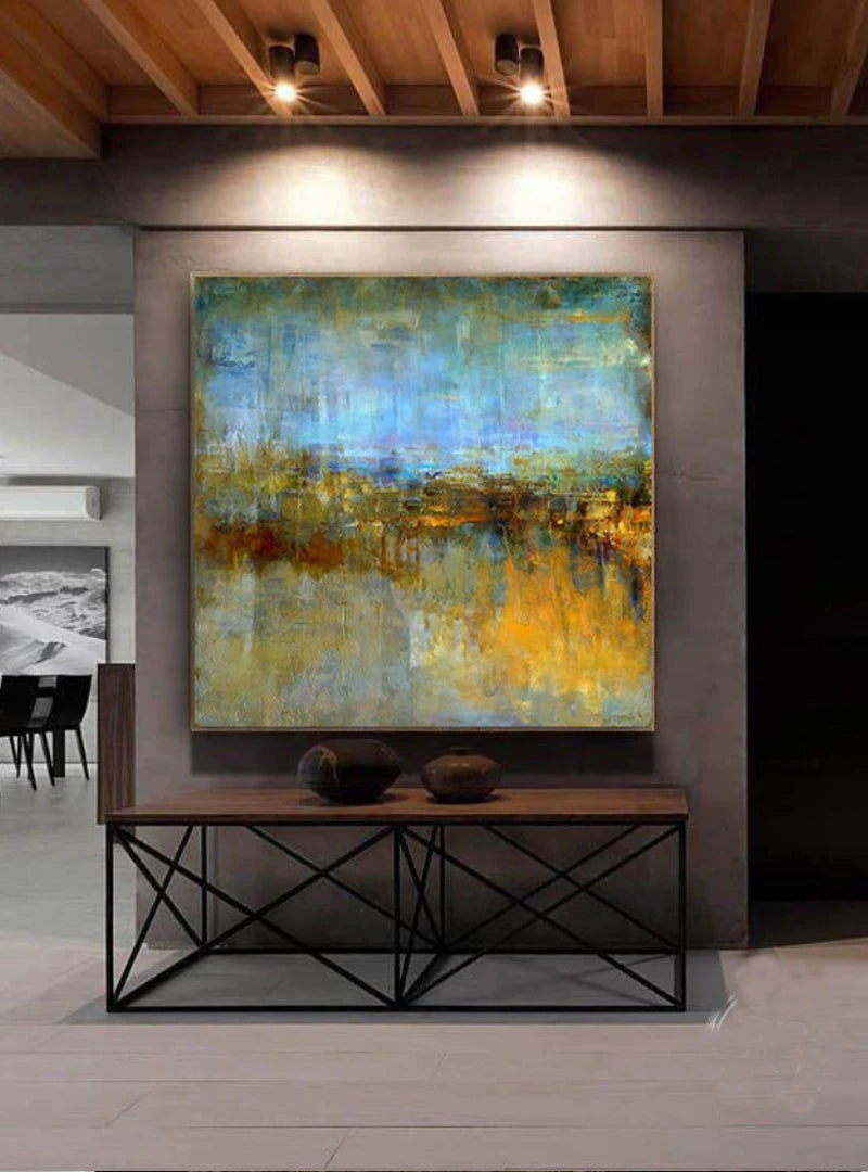 Texture Landscape Wall Art Pic, 100% Hand Painted, Modern Abstract Oil Painting, On Canvas for Living Room, Home Decor, No Frame