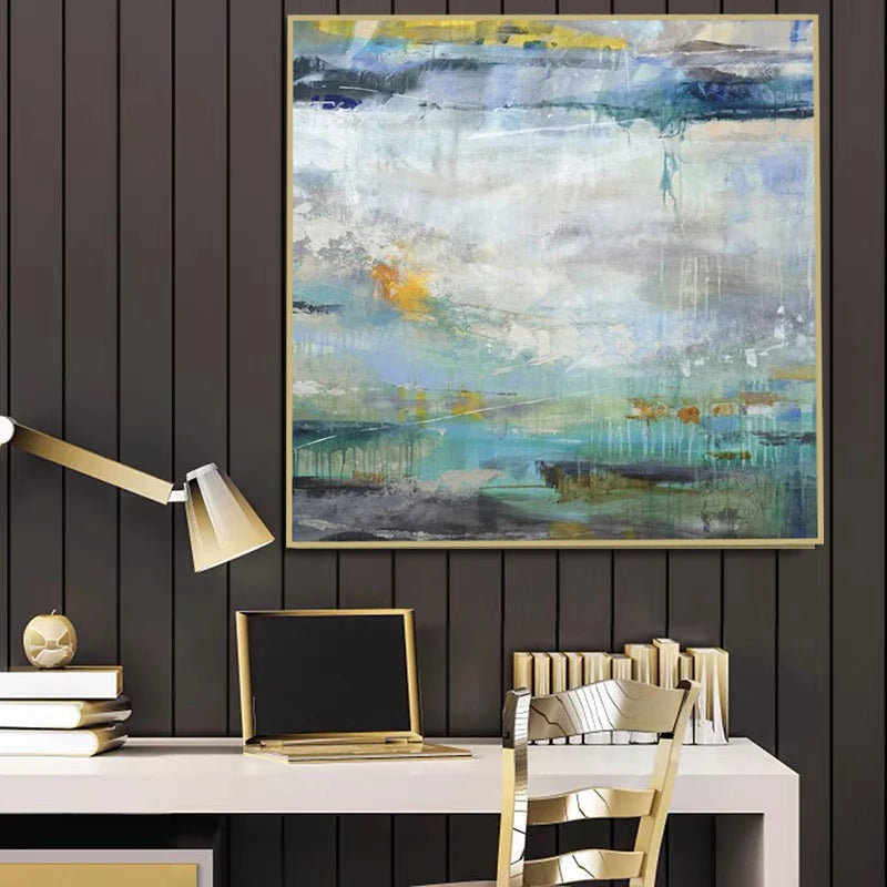 Texture Landscape Wall Art Pic, 100% Hand Painted, Modern Abstract Oil Painting, On Canvas for Living Room, Home Decor, No Frame