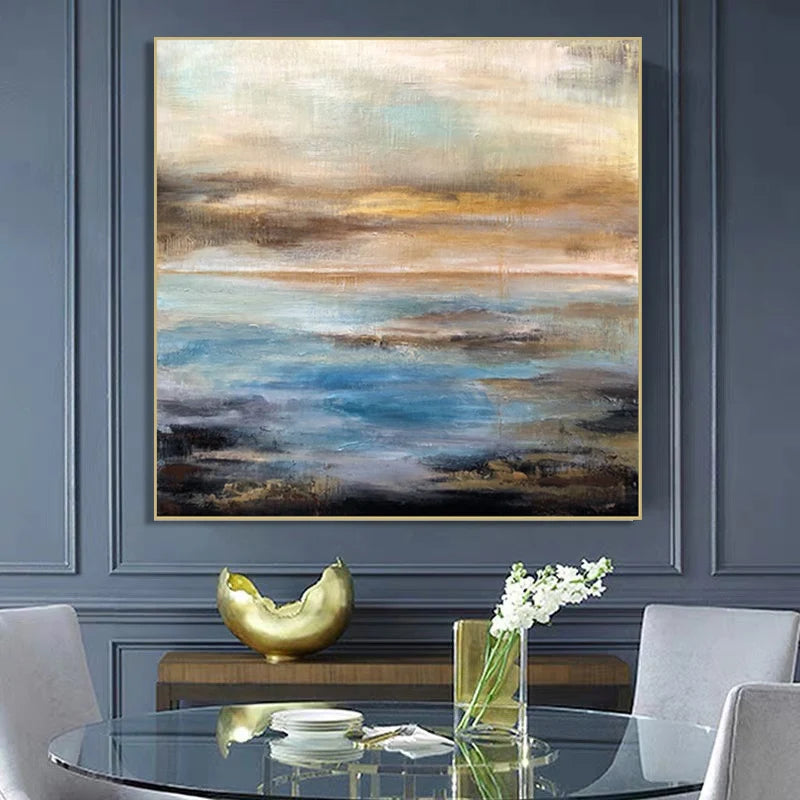 Texture Landscape Wall Art Pic, 100% Hand Painted, Modern Abstract Oil Painting, On Canvas for Living Room, Home Decor, No Frame