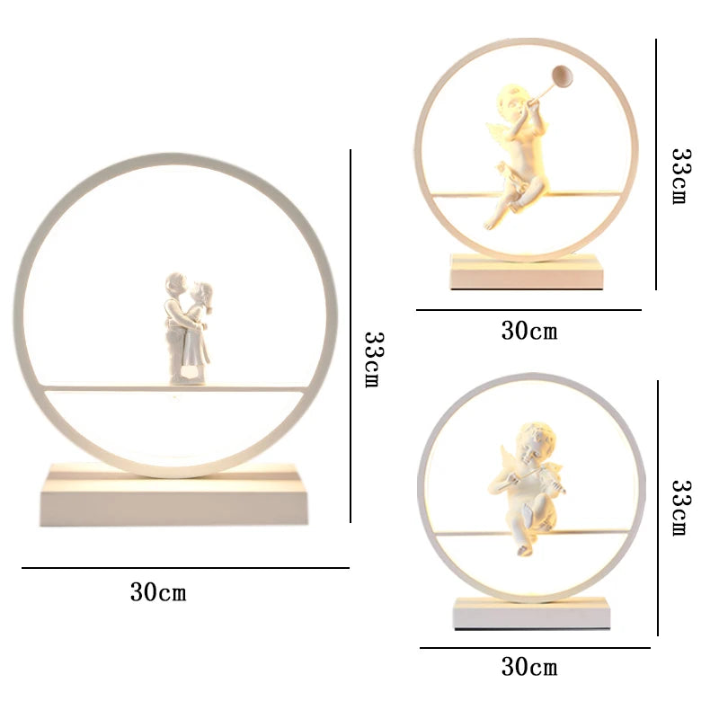 OUDELADI Angel doll table lamp bedside Romantic warm Couple desk lamp Modern home living room decor Bird table lamp