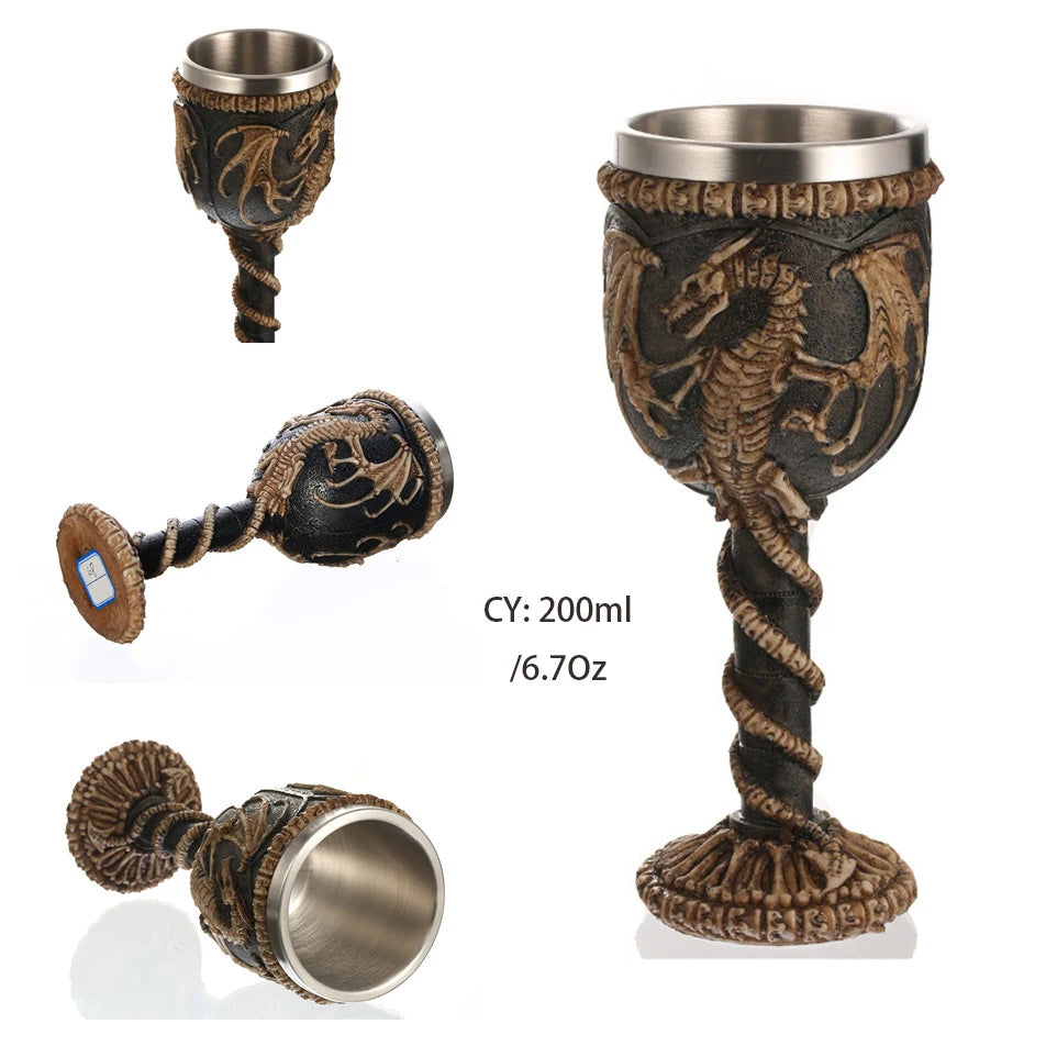 Skull Resin Stainless Steel Goblet 200ml Gothic Wine Glass Horrible Cocktail Glasses Whiskey Cup Pub Bar Drinkware Dropshipping