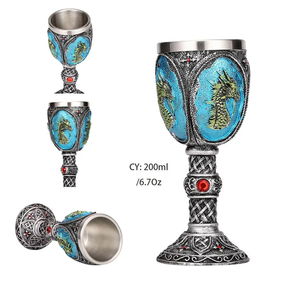 Skull Resin Stainless Steel Goblet 200ml Gothic Wine Glass Horrible Cocktail Glasses Whiskey Cup Pub Bar Drinkware Dropshipping