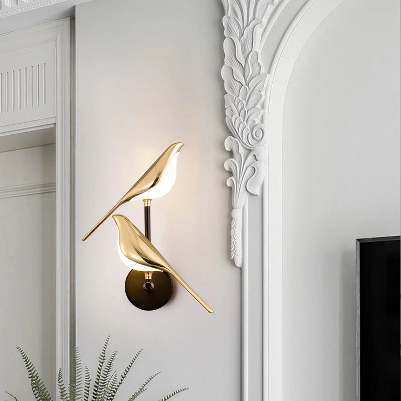 Creativity Bird Design Gold Plating Led Wall Lamps Hallway Stairs Sconce lamp Living Room Bedroom Decor Lighting Fixtures