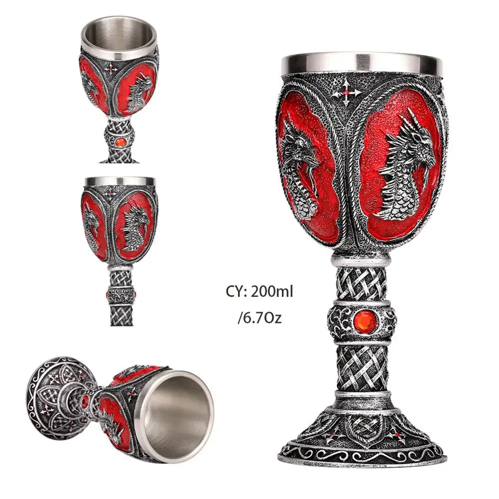 Skull Resin Stainless Steel Goblet 200ml Gothic Wine Glass Horrible Cocktail Glasses Whiskey Cup Pub Bar Drinkware Dropshipping