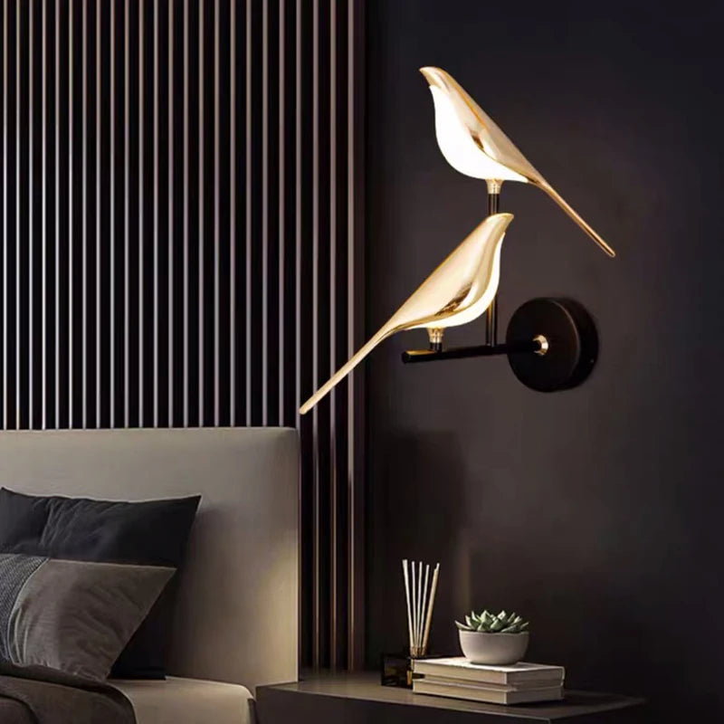 Creativity Bird Design Gold Plating Led Wall Lamps Hallway Stairs Sconce lamp Living Room Bedroom Decor Lighting Fixtures