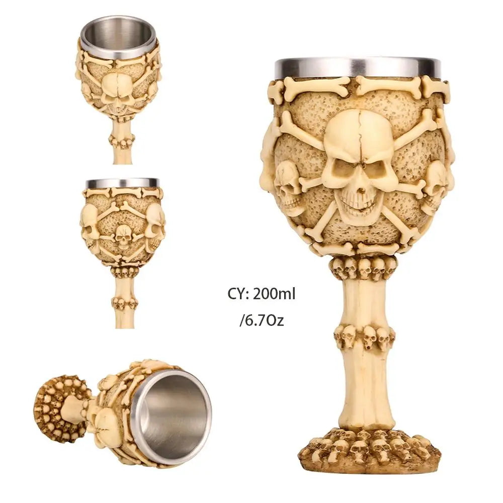 Skull Resin Stainless Steel Goblet 200ml Gothic Wine Glass Horrible Cocktail Glasses Whiskey Cup Pub Bar Drinkware Dropshipping
