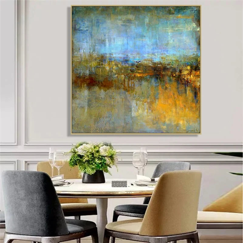 Texture Landscape Wall Art Pic, 100% Hand Painted, Modern Abstract Oil Painting, On Canvas for Living Room, Home Decor, No Frame