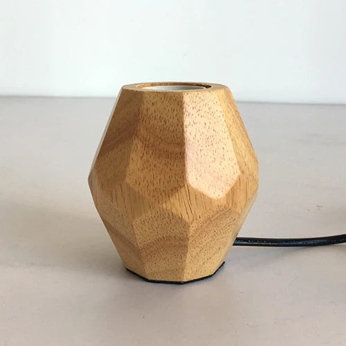 OUDELADI mini solid wood polyhedron Table Lamps living room bedroom desk bedside EU plug switch line E27 Wooden tafel lamp