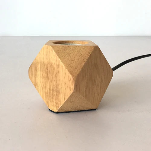 OUDELADI mini solid wood polyhedron Table Lamps living room bedroom desk bedside EU plug switch line E27 Wooden tafel lamp