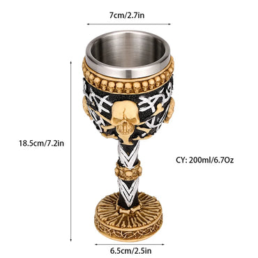 Skull Resin Stainless Steel Goblet 200ml Gothic Wine Glass Horrible Cocktail Glasses Whiskey Cup Pub Bar Drinkware Dropshipping