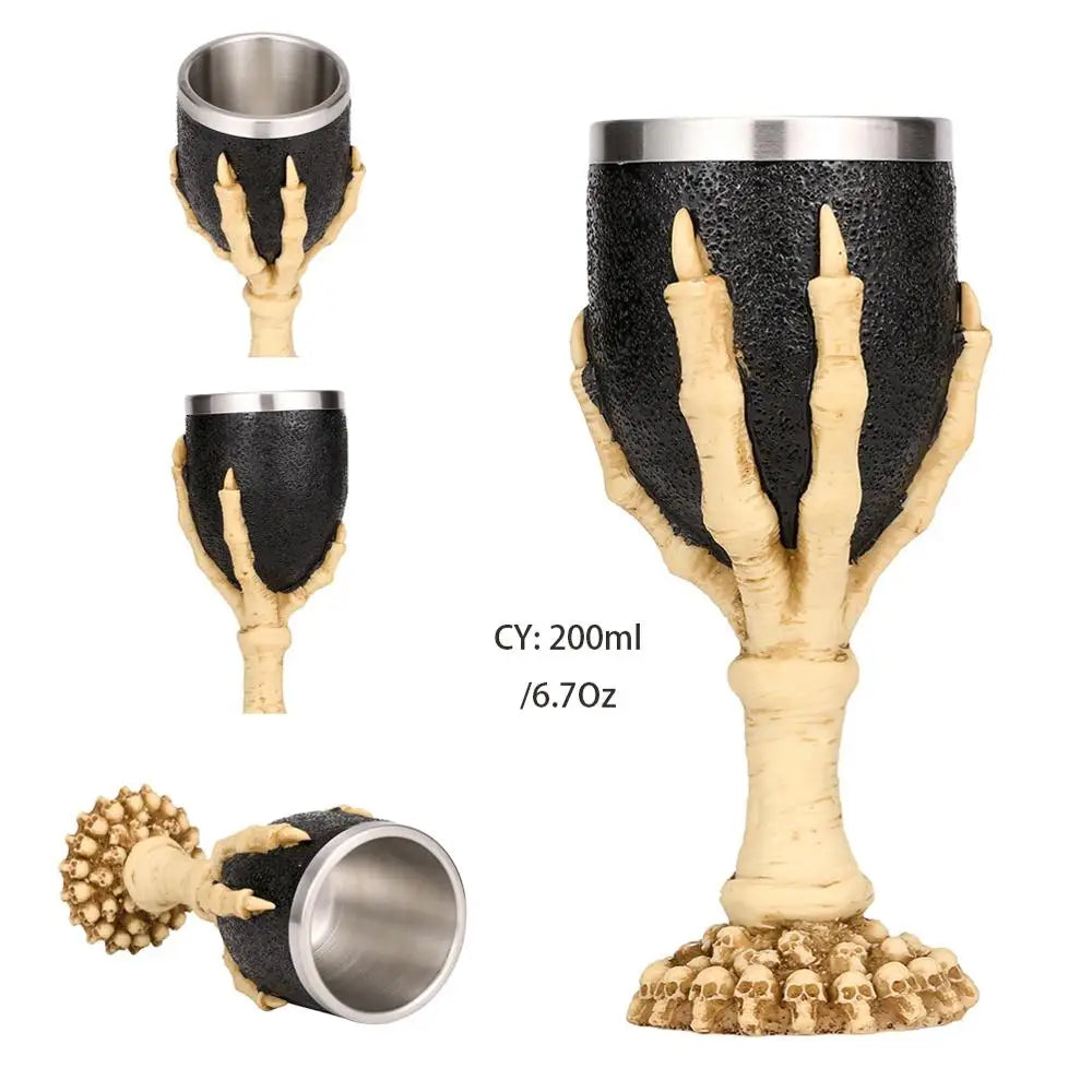 Skull Resin Stainless Steel Goblet 200ml Gothic Wine Glass Horrible Cocktail Glasses Whiskey Cup Pub Bar Drinkware Dropshipping