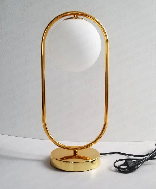 OUDELADI  Frosted Glass ball Table Lamp Gold Silver Brass Black Desk lamp Home Decor Study Bedroom Lighting fixtures