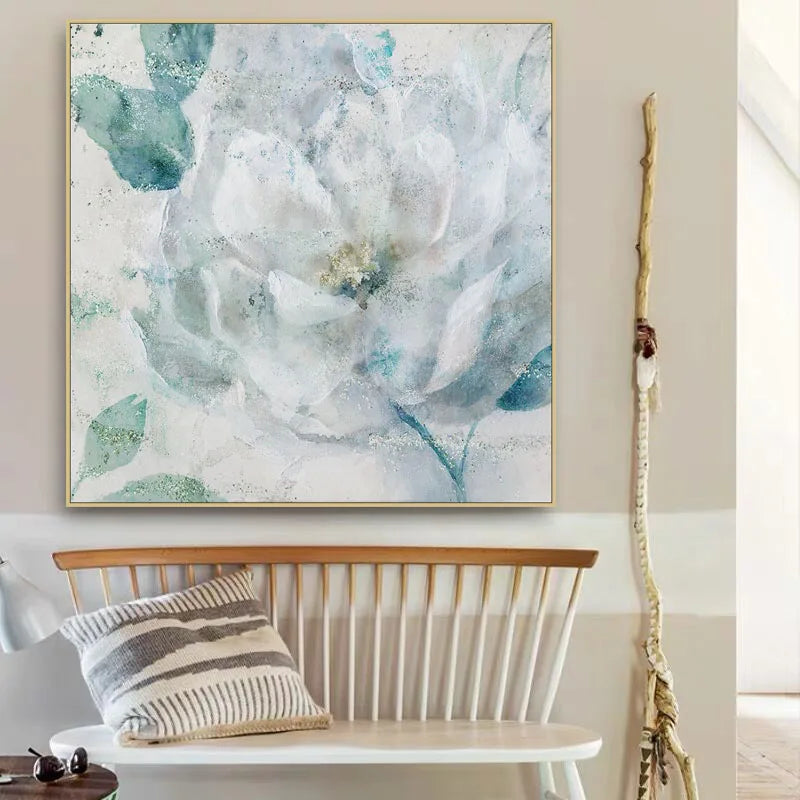 Gold Foil Texture Flower Wall Art Pic Hand Painted Modern Abstract Oil Painting On Canvas For Living Room Home Decor No Frame