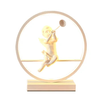 OUDELADI Angel doll table lamp bedside Romantic warm Couple desk lamp Modern home living room decor Bird table lamp