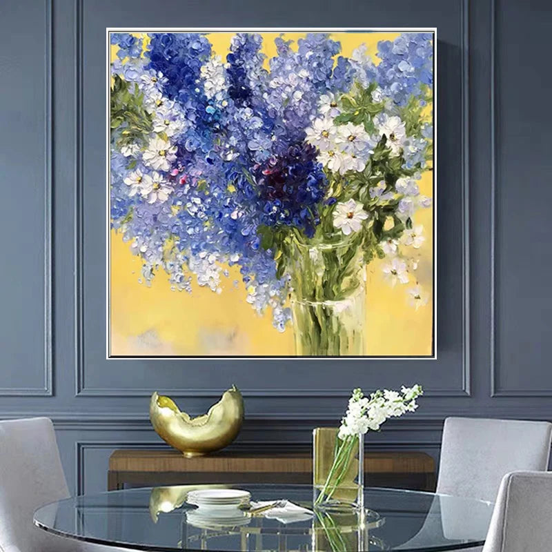 Gold Foil Texture Flower Wall Art Pic Hand Painted Modern Abstract Oil Painting On Canvas For Living Room Home Decor No Frame