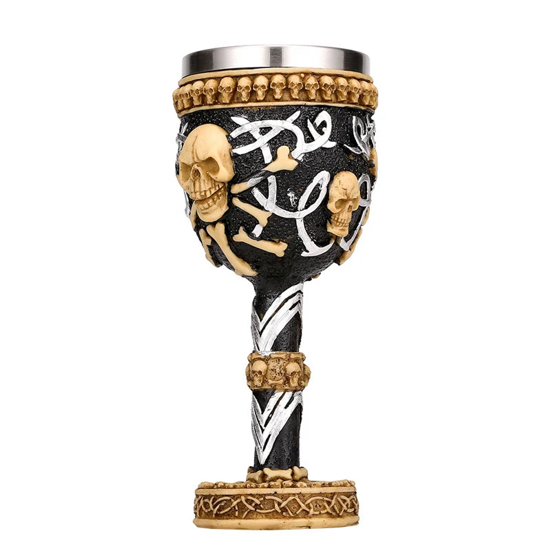 Skull Resin Stainless Steel Goblet 200ml Gothic Wine Glass Horrible Cocktail Glasses Whiskey Cup Pub Bar Drinkware Dropshipping