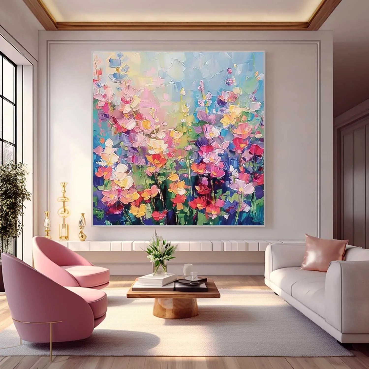 Thick Texture Flower Pic Hand Painted Modern Abstract Oil Painting On Canvas Wall Art  For Living Room Home Decoration No Frame