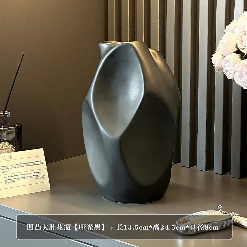 Wabi-sabi style retro ceramic vase decoration, living room ornaments, entrance hall TV cabinet, flower arrangement, hydroponic