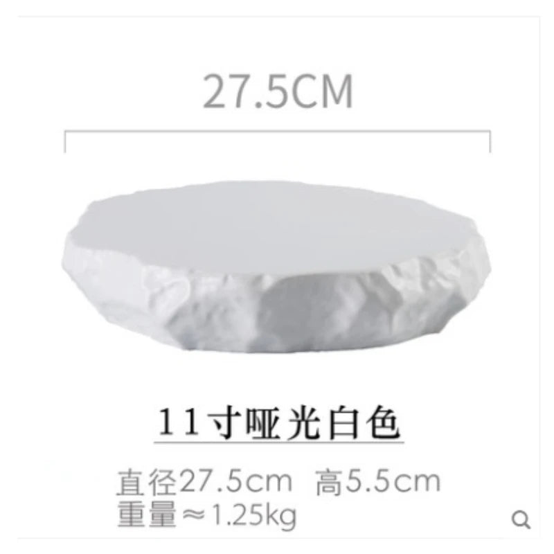 Creative Stone Pattern Ceramic Plate Dishes Western Food Steak Plate Dessert Plate Black and White Gold Special-shaped Tableware