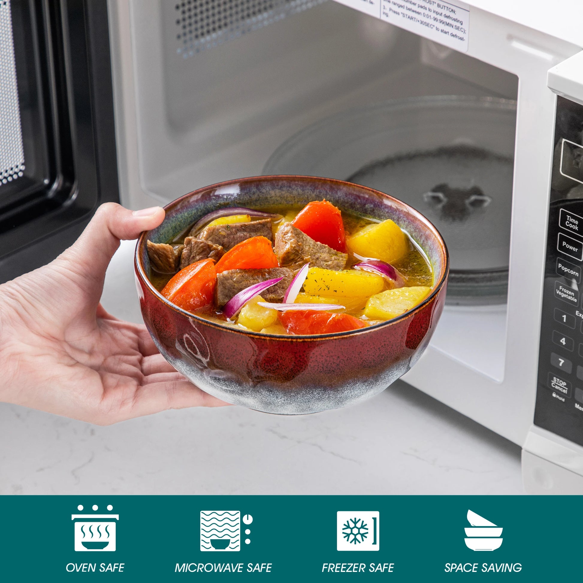 vancasso 16/32/48-Piece Dinner Set,Red Green Kiln Change Glaze Tableware Dinner Service with Dinner Plate,Dessert Plate,Bowl,Mug