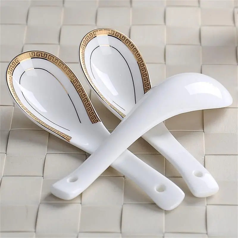 6-piece set, bone china, creative design chinese rice scoop spoon set, korean ice cream ladle, japanese soup spoon, cute spoons