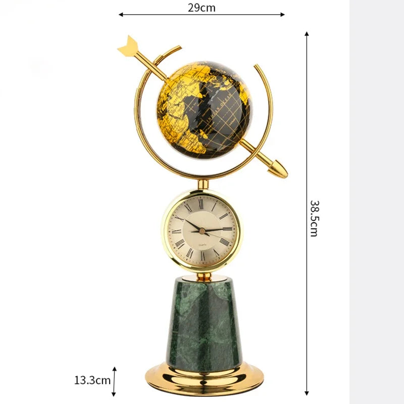 Modern Globe Figurines Clocks Luxury Living Room Nordic Sculptures Desktop Creative Figurine Table Sculpture Art Crafts Home