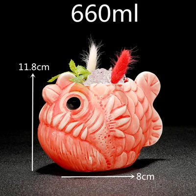 400ml Tiki Mugs Cocktail Cup Beer Wine Mug Ceramic Tiki Mugs Art Crafts Creative Hawaii Mugs