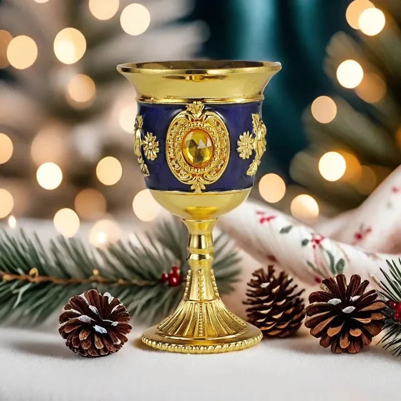 European Gemstone Rose Metal High Footed Wine Cup Wedding Toast Cup Household Wine Glass Holiday Gift