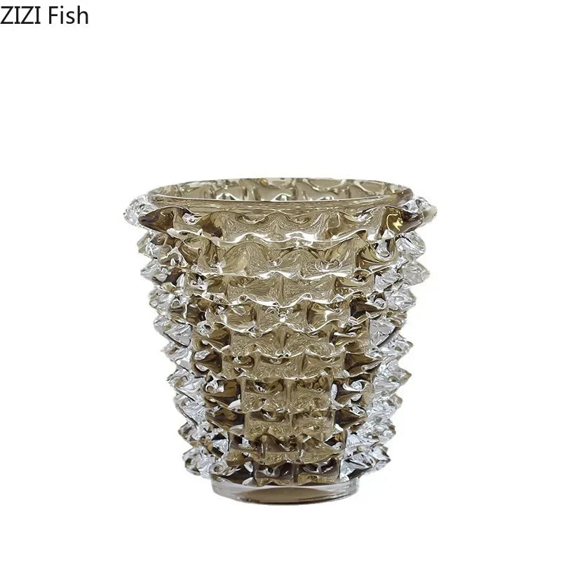 Creative Transparent Wrinkle Glass Vase Desk Decoration Flower Arrangement Hydroponics Flower Pots Floral Vases Modern Decor