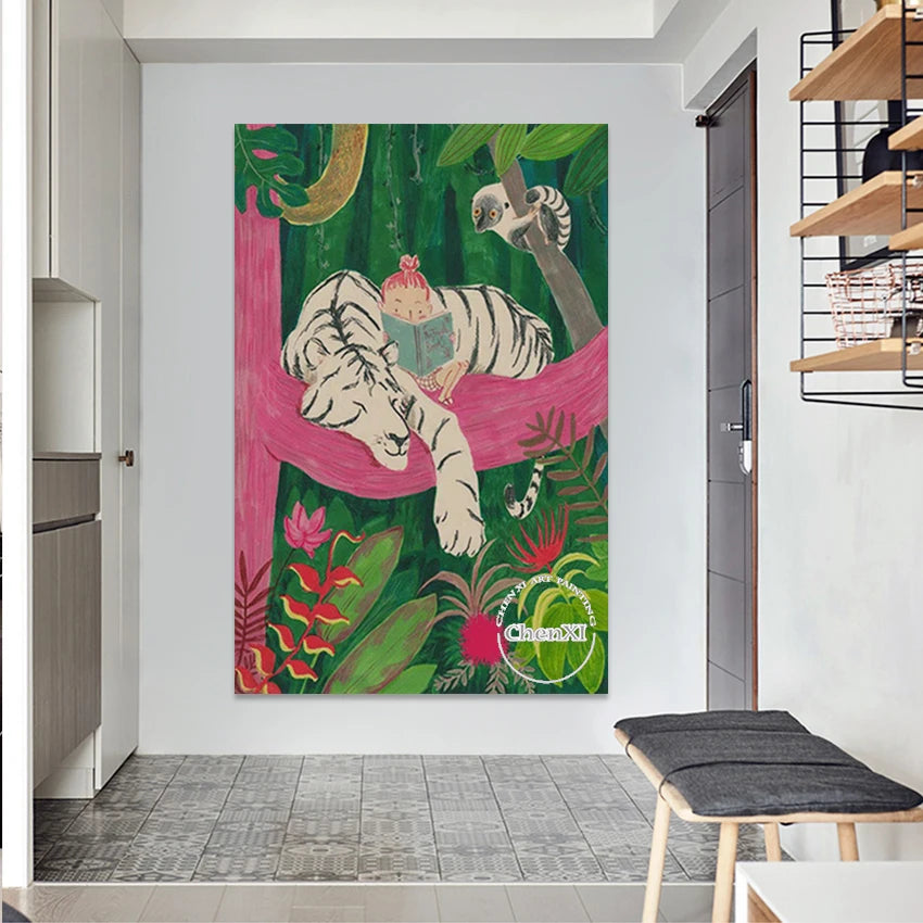 Beautiful Abstract Figure Art Paintings Modern Decoration Wall Frameless Cute Animal Landscape Picture Canvas Handmade Artwork