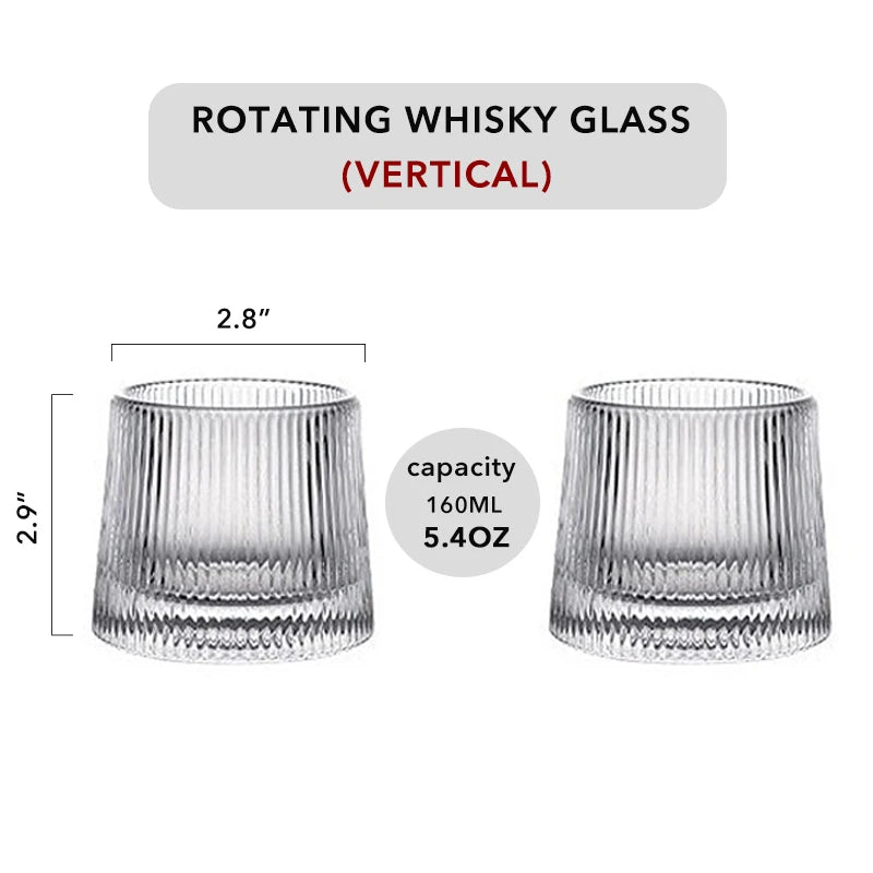 Spinning Whiskey Glass Whiskey Tumblers, Old Fashioned Scotch & Bourbon Glasses,Whisky Brandy Cups for Home Party Wine Glass