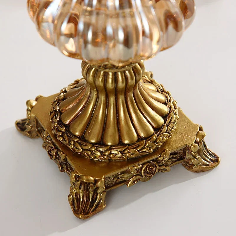 European Style Retro Glass Vase Upscale Dried Flower Vase Household Living Room Desktop Decor Flower Arrangement Vase