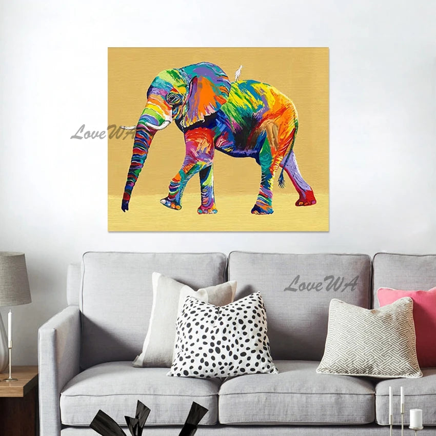 3D Elephant Textured Abstract Paintings, Canvas Artwork, Idea Design Art Picture, No Framed, Wall Decoration For Living Room