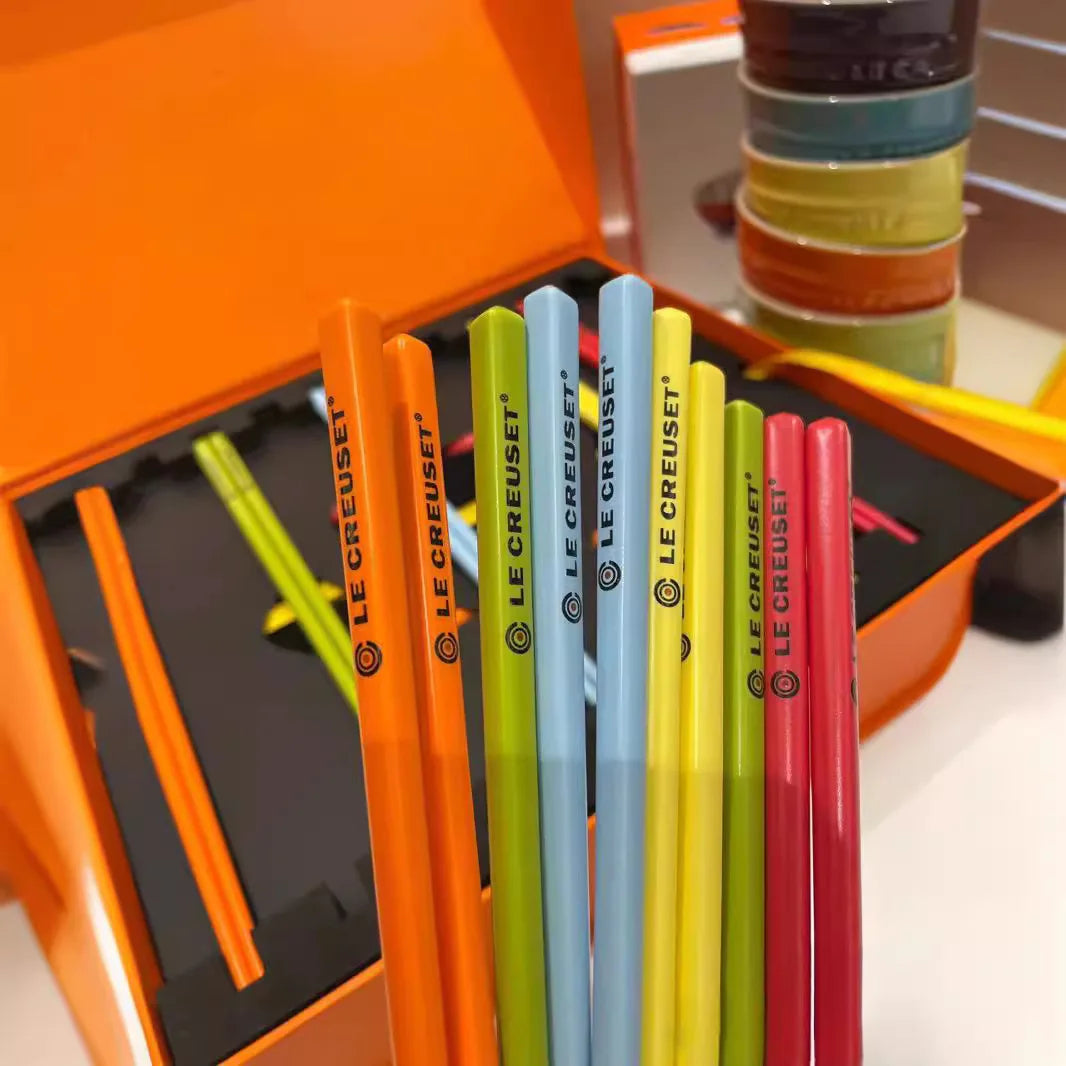 French LE CREUSET Rainbow Ceramic Chopsticks Healthy Dining Set Gift Box Colorful Tableware Home Kitchen Dining Accessories