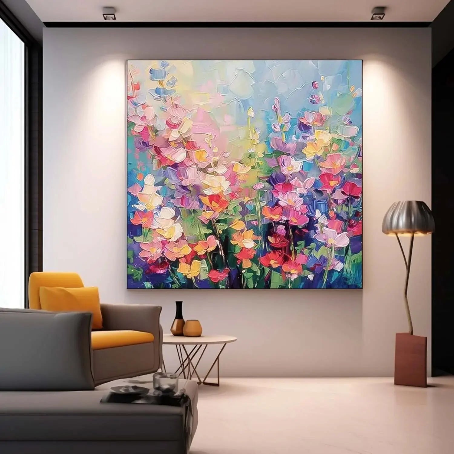 Thick Texture Flower Pic Hand Painted Modern Abstract Oil Painting On Canvas Wall Art  For Living Room Home Decoration No Frame