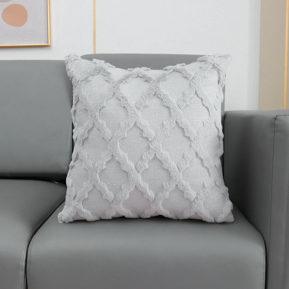 Beige Grey White Solid Cushion Cover Fluffy Embroidery Diamond Soft Home Decoration Pillow Cover Living Room 30x50cm 45x45cm