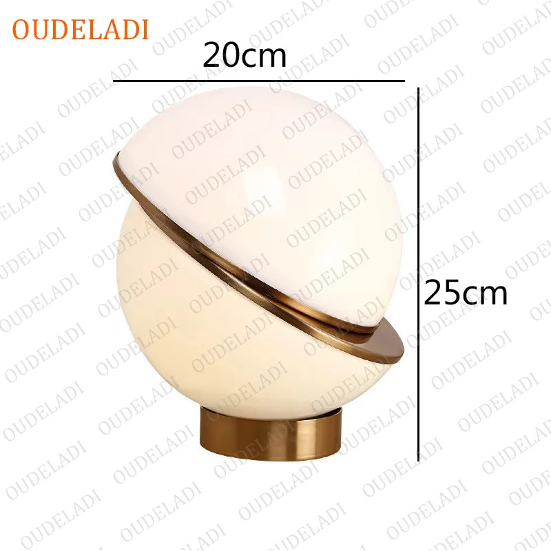 OUDELADI postmodern White creative ball Bedroom Bedside table Lamp Home decor metalmisaligned Round ball LED Lighting fixture