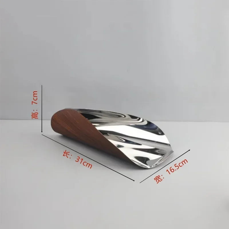 Luxury Geometric Stainless Steel Rolled Edge Silver Storage Tray, Fruit Tray, Bedroom, Study, Desktop Decoration Ornaments