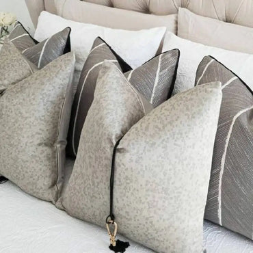 1pc Arabic Macrame Pillow Cover with Tassel, Luxury Jacquard Cushion Cover Gray, Sofa Pillow for Home Hotel Decor