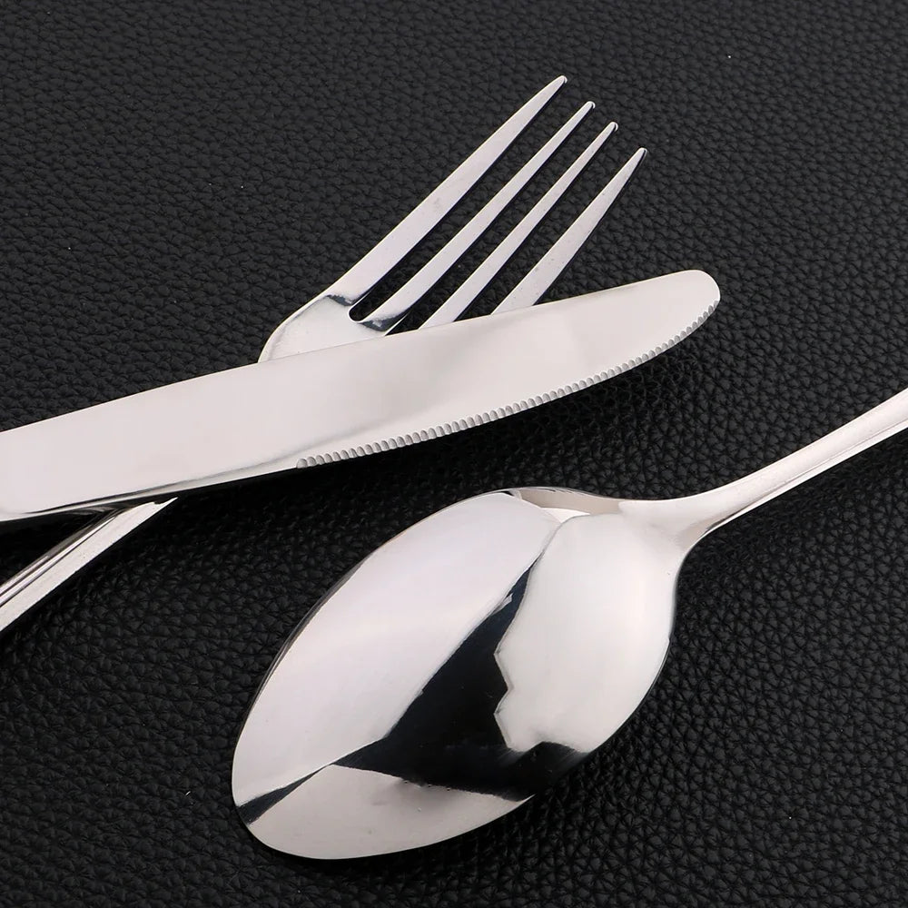 16Pcs Cutlery Sets Vintage Stainless Steel Tableware Dinner Knife Fork Dessert Spoon Dinnerware Set Kitchen Flatware