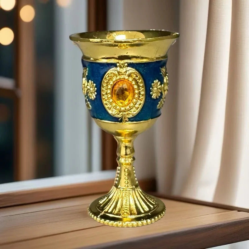 European Gemstone Rose Metal High Footed Wine Cup Wedding Toast Cup Household Wine Glass Holiday Gift