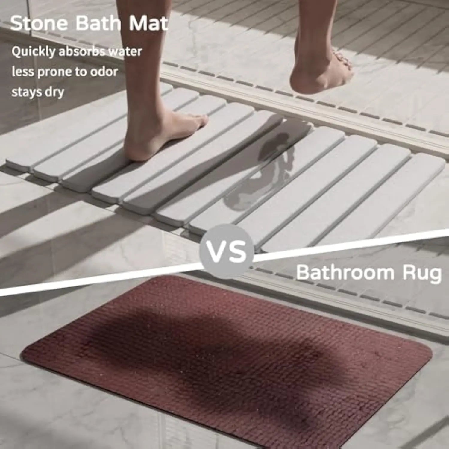 Quick Dry Stone Bathroom Mat Luxury Foldable Bathroom Rug Super Absorbent Bath Mats Non Slip Diatomaceous Earth Diatomite Mat
