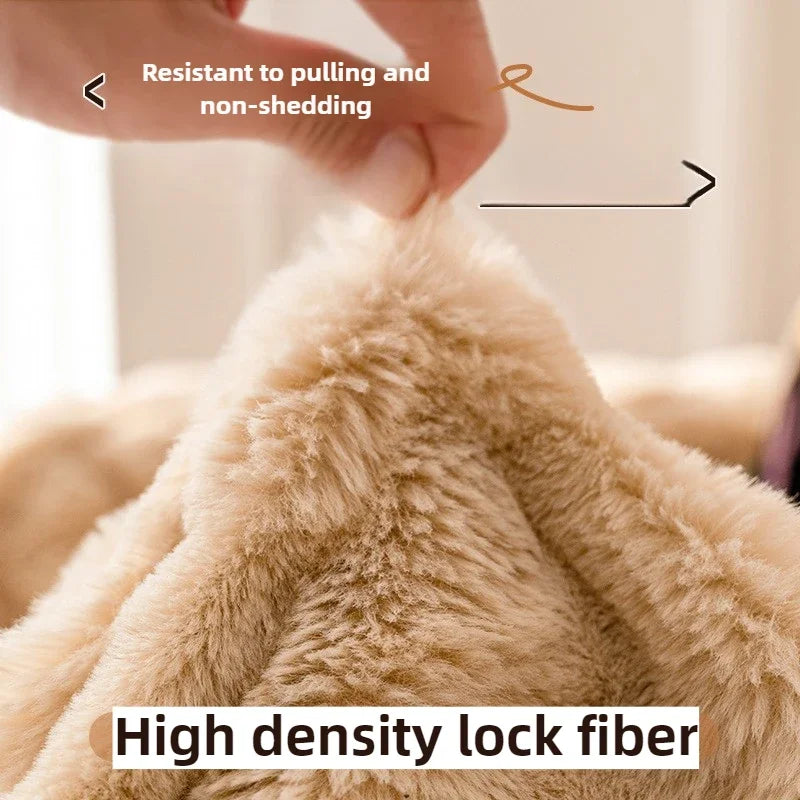 EIFLOY-Winter Rabbit Fur Plush Sofa Cover, Anti Slip, for Living Room, Warm Couch Armchair Slipcover, Sofa Towel Protector