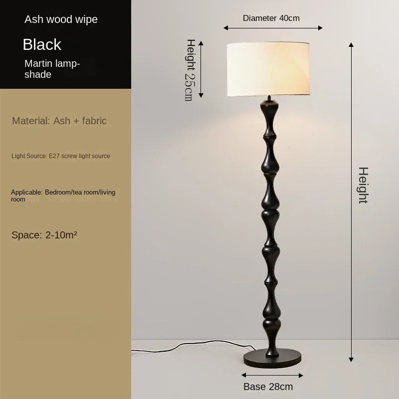 Chinese  Floor Lamp, Nordic Style, Classical Style, Living Room, Bedroom, Study, Bedside, Walnut Color, Luxury Solid Wood Lamp