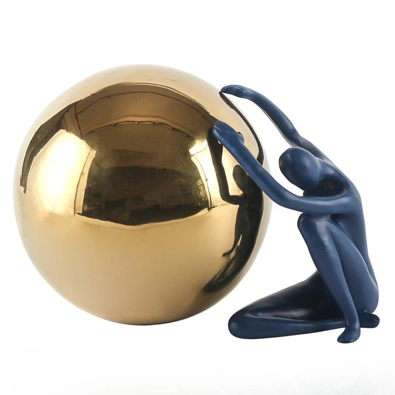 Holding Ball Sculptures Nordic Figurines Creative Modern Figure Sculpture Luxury Aesthetic Figurine Living Room Decorations
